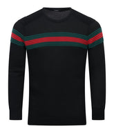 Crew Neck with Red & Green Stripe